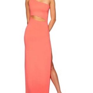🧡 NEW Susana Monaco One-Shoulder Coral Dress slit side